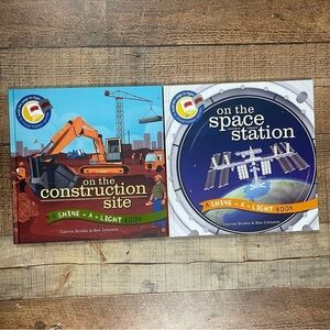 NEW Usborne Construction Space Station Shine A Light Hardcover Book Bundle